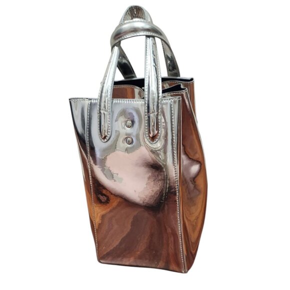 X NIHILO Silver Metallic Tote Bag Crossbody Purse Structured Modern Designer - Picture 12 of 16